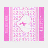 パーソナライズなバレエダンサーのピンクの水彩画のハート フリースブランケット (正面(横))