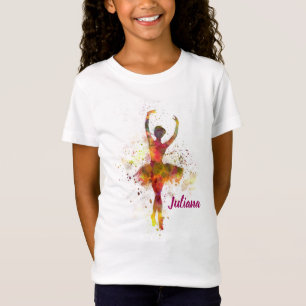 パーソナライズなバレリーナのダンスの女の子のかわいらしいTシャツ Tシャツ