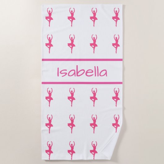 パーソナライズなバレリーナのビーチタオル ビーチタオル (正面)