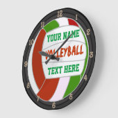 パーソナライズなバレーボールの名前および文字 ラージ壁時計 (傾斜)