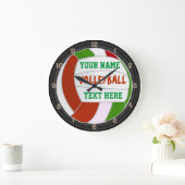 パーソナライズなバレーボールの名前および文字 ラージ壁時計 (ホーム)