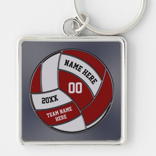 パーソナライズなバーガンディのバレーボールのキーホルダー キーホルダー (正面)