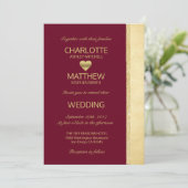 パーソナライズなバーガンディの金ゴールドの秋の結婚式の招待状 招待状 (スタンド正面)