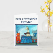 パーソナライズなバースデー・カード-動物のお茶会 カード (黄色い花)