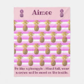 パーソナライズなパイナップル引用文 フリースブランケット (正面)