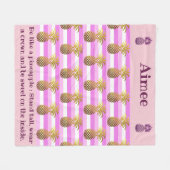 パーソナライズなパイナップル引用文 フリースブランケット (正面(横))