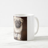 パーソナライズなパグ犬の写真およびあなたのパグ犬の名前 コーヒーマグカップ (正面右)