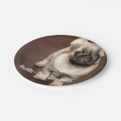 パーソナライズなパグ犬の写真およびあなたのパグ犬の名前 ペーパープレート (アングル)