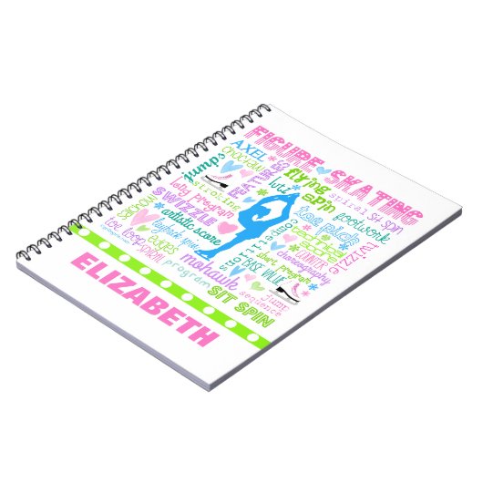 パーソナライズなパステル調のフィギュアスケート選手はタイポグラフィを言い表わします ノートブック (左側)