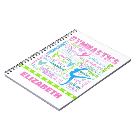 パーソナライズなパステル調の体操はタイポグラフィを言い表わします ノートブック (左側)