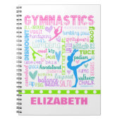 パーソナライズなパステル調の体操はタイポグラフィを言い表わします ノートブック (正面)