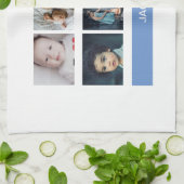 パーソナライズなパステル調の青くカスタムな写真- キッチンタオル (折り畳み)