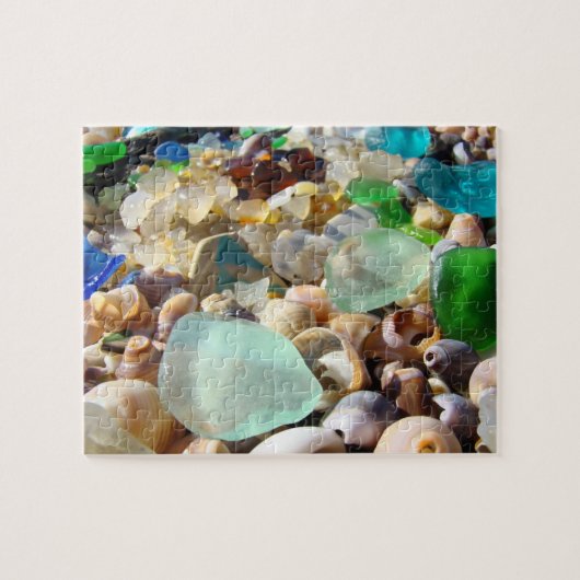 パーソナライズなパズルのクリスマスのプレゼントのビーチSeaglass ジグソーパズル (横)