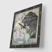 パーソナライズなパリの花のシャクヤクのヴィンテージの黒板 スクエア壁時計 (傾斜)