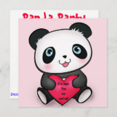 パーソナライズなパンダのパーティの招待状の招待の女の子 招待状 (正面/裏面)