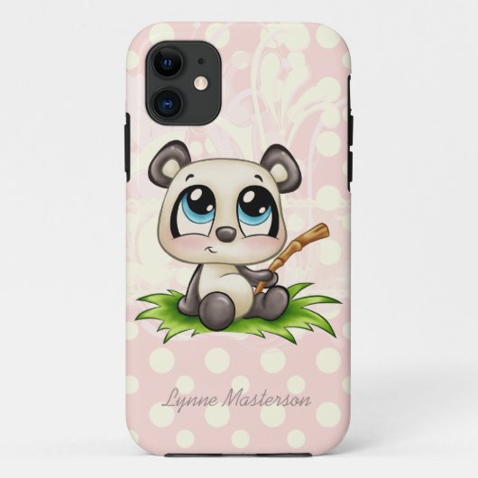 パーソナライズなパンダのピンクの水玉模様のiphone 5の場合 Case-Mate iPhoneケース (裏面)