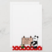 パーソナライズなパンダの漫画および水玉模様 便箋 (正面/裏面)