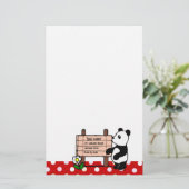 パーソナライズなパンダの漫画および水玉模様 便箋 (スタンド正面)