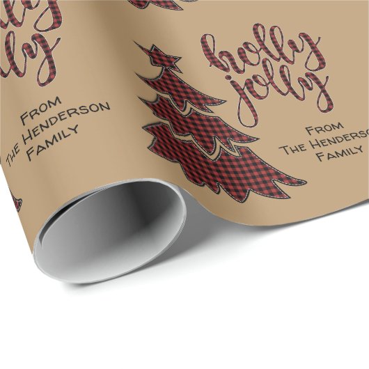 パーソナライズなヒイラギのすてきなクリスマスの包装紙 ラッピングペーパー (ロールコーナー)