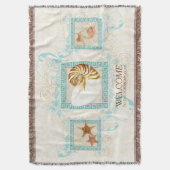 パーソナライズなヒトデのオウムガイのコンシュの貝の海 スローブランケット (正面縦)