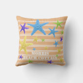 パーソナライズなヒトデの珊瑚の細い縦縞 クッション (裏面)