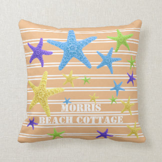 パーソナライズなヒトデの珊瑚の細い縦縞 クッション