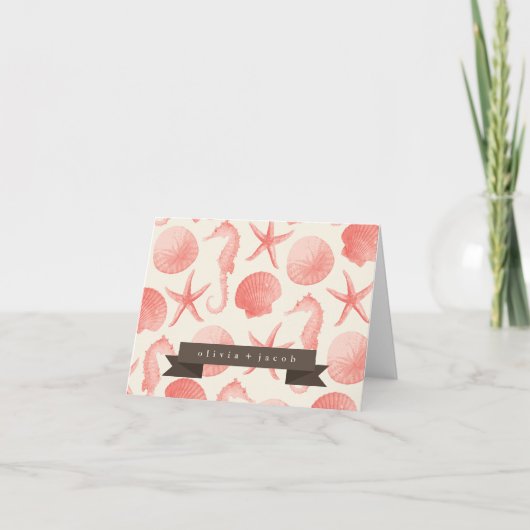 パーソナライズなヒトデの結婚は-珊瑚感謝していしています ノートカード (正面)