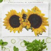 パーソナライズなヒマワリのカスタム キッチンタオル (折り畳み)