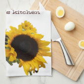 パーソナライズなヒマワリのカスタム キッチンタオル (四つ折り)