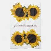 パーソナライズなヒマワリのカスタム キッチンタオル (縦)