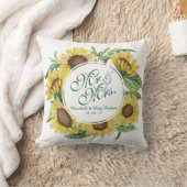 パーソナライズなヒマワリのリースの結婚式の装飾用クッション クッション (ブランケット)