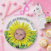 パーソナライズなヒマワリの最初誕生日のプレート ペーパープレート (パーティー)