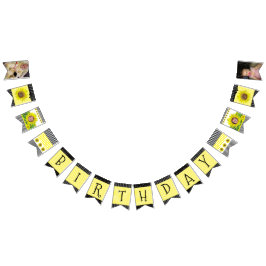 パーソナライズなヒマワリの誕生会の旗 バンティングフラッグ