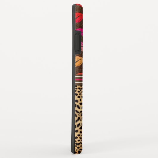 パーソナライズなヒョウのプリントの唇のキス Case-Mate iPhoneケース (裏面/右)