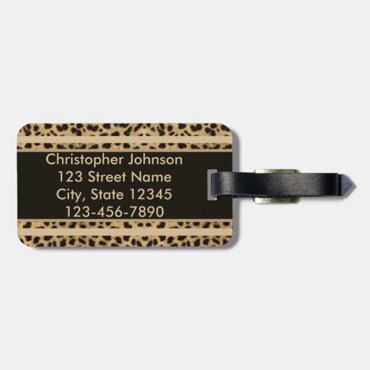 パーソナライズなヒョウの点の住所 ラゲッジタグ (裏面横)