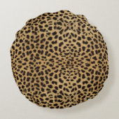 パーソナライズなヒョウの点の皮のプリント ラウンドクッション (裏面)