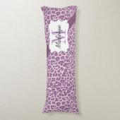 パーソナライズなヒョウの紫色のラベンダーの抱き枕 ボディピロー (正面縦)