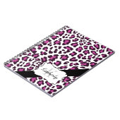 パーソナライズなヒョウの紫色の白黒のノート ノートブック (左側)