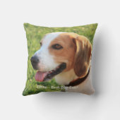 パーソナライズなビーグル犬犬の写真および犬の名前 クッション (裏面)