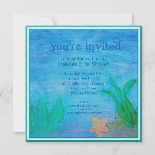 パーソナライズなビーチのパーティーの熱帯人魚 招待状 (裏面)