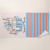 パーソナライズなビーチタオル-家族のビーチの休暇 ビーチタオル (正面)