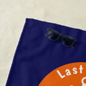 パーソナライズなビーチタオル-青およびオレンジのストライプ ビーチタオル (インサイチュ)