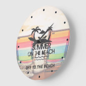 パーソナライズなビーチ|の夏 ラージ壁時計 (傾斜)