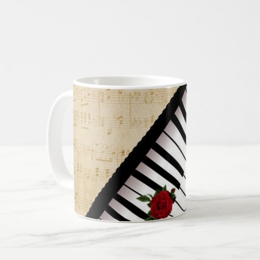 パーソナライズなピアノはマグを調整します コーヒーマグカップ (正面左)