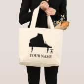 パーソナライズなピアノシルエットのTotebag音楽ギフト ラージトートバッグ (正面(商品))
