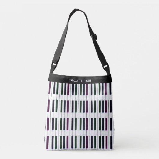 パーソナライズなピアノバッグおよび暗い虹の黒の鍵 クロスボディバッグ (裏面)
