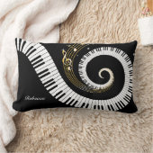 パーソナライズなピアノ鍵および金ゴールド音楽ノート ランバークッション (ブランケット)