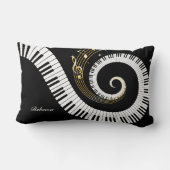 パーソナライズなピアノ鍵および金ゴールド音楽ノート ランバークッション (裏面)
