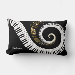 パーソナライズなピアノ鍵および金ゴールド音楽ノート ランバークッション