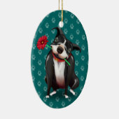 パーソナライズなピットブルのクリスマスオーナメント|の青 セラミックオーナメント (右)